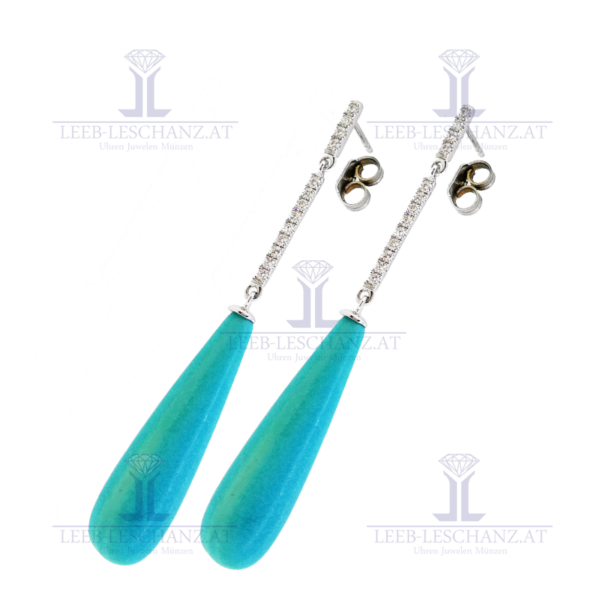 Diamantohrringe mit Türkis Pendel LG299