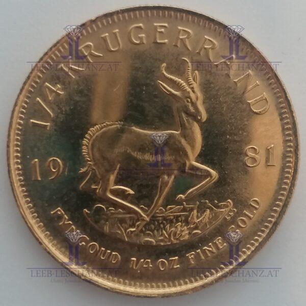 Krugerrand 1/4 Unze Gold lagernd